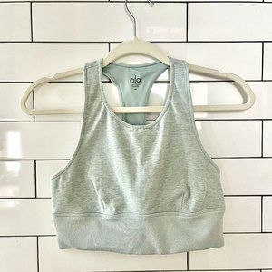 Alo High Neck Heathered Blue Sports Bra Size M